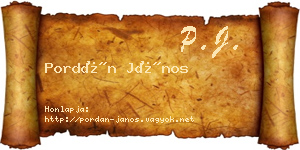 Pordán János névjegykártya