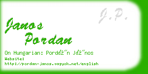 janos pordan business card